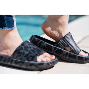 BLACK LEOPARD  Insanely Comfy -Beach or Casual Slides